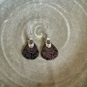 Silpada Sterling Silver, Etched Shell, & Zirconia Earrings, W2237